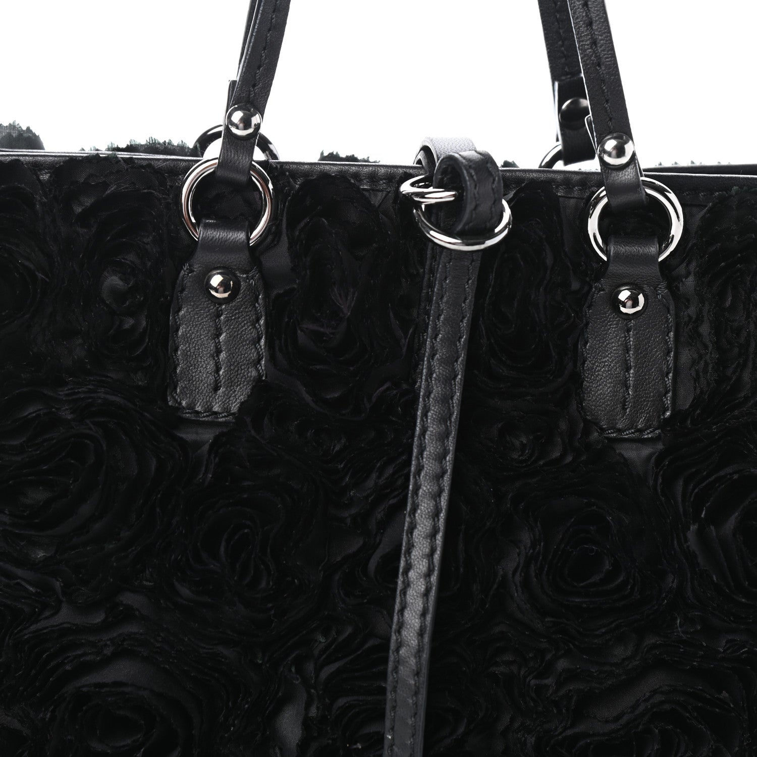 Valentino Garavani Nappa Floral Applique Tote Bag Black 7 of 9