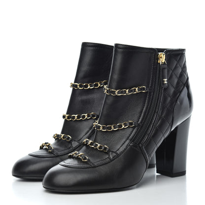 Chanel Lambskin Chain CC Short Boots 37.5 Black 3 of 13