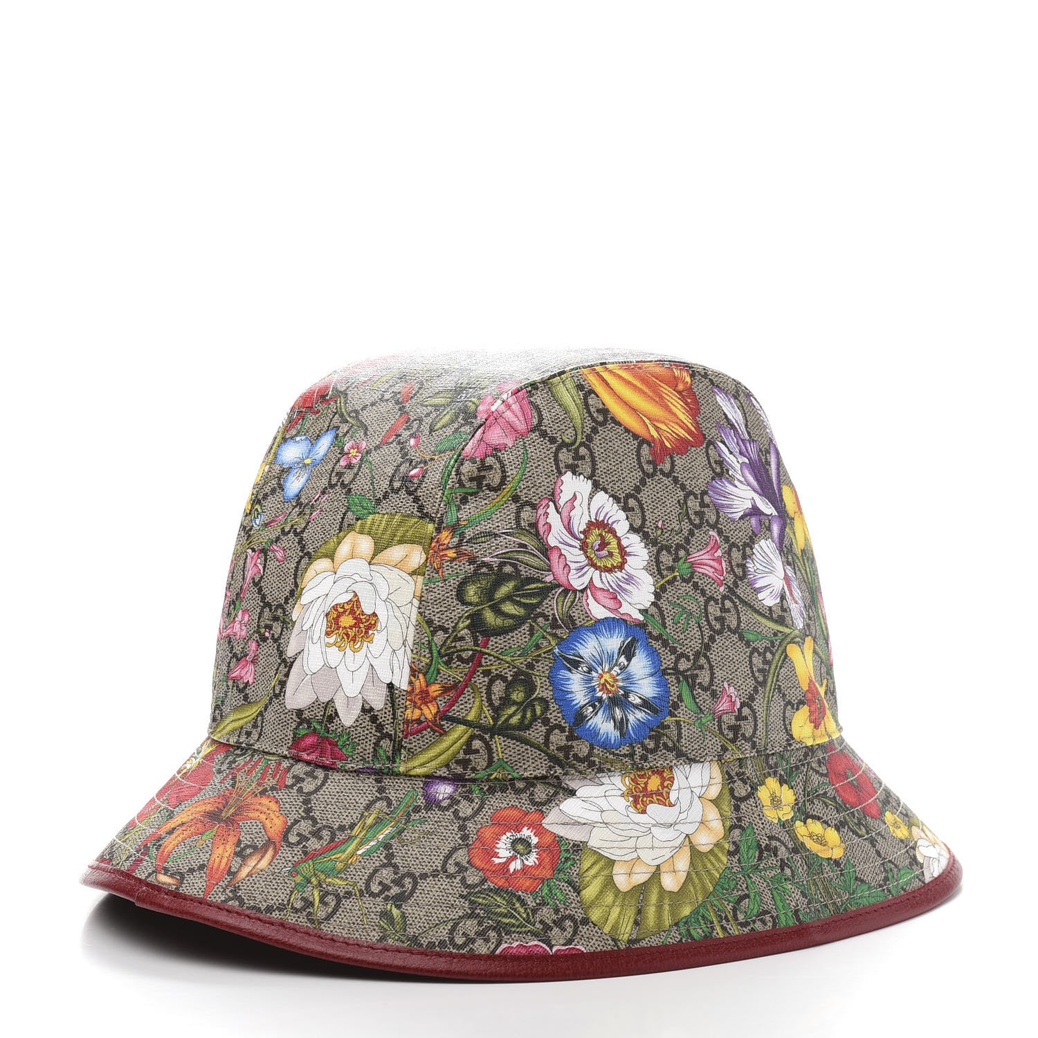 Gucci GG Supreme Monogram Flora Fedora Hat L Red 4 of 9