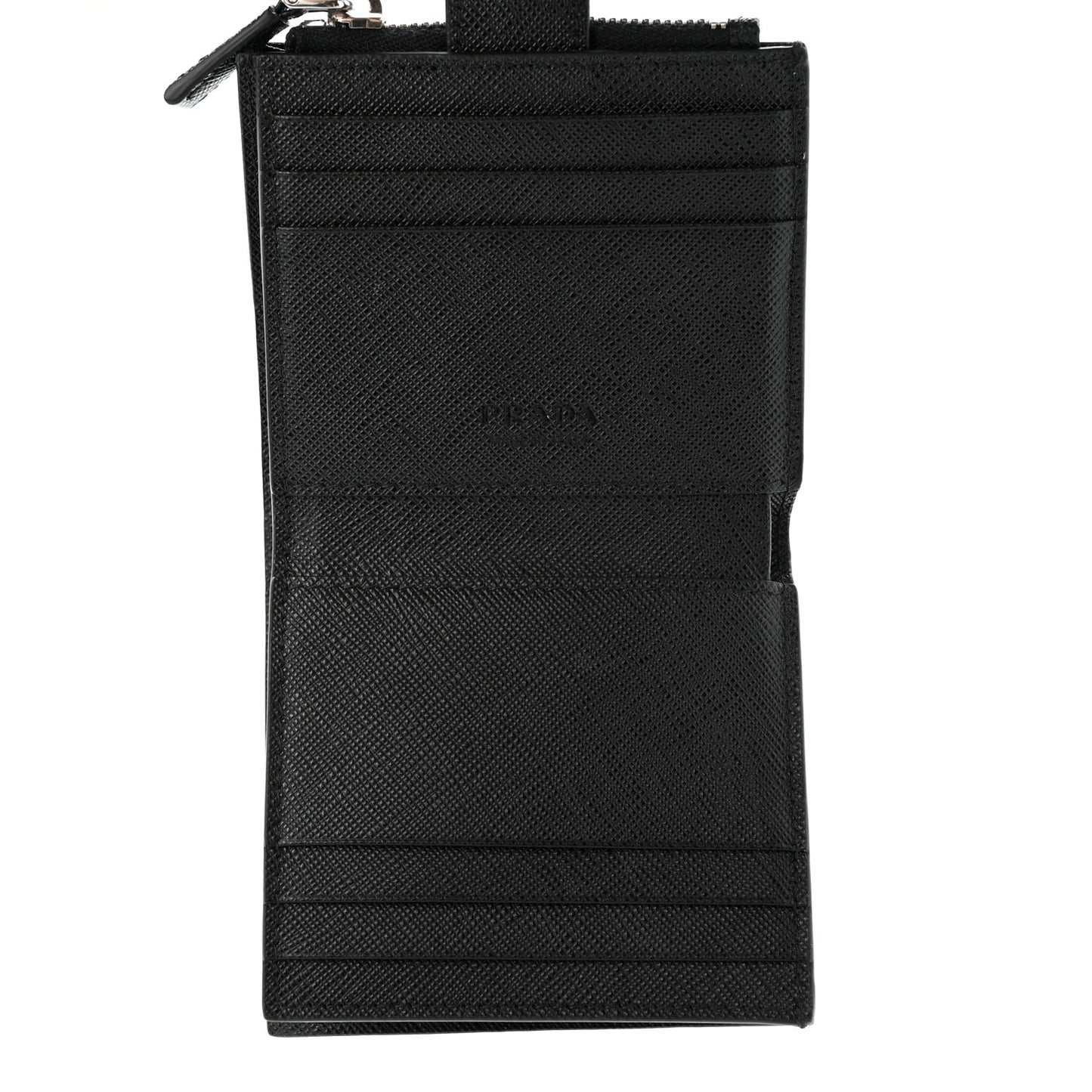 Saffiano Metal Card Holder Compact Wallet Black