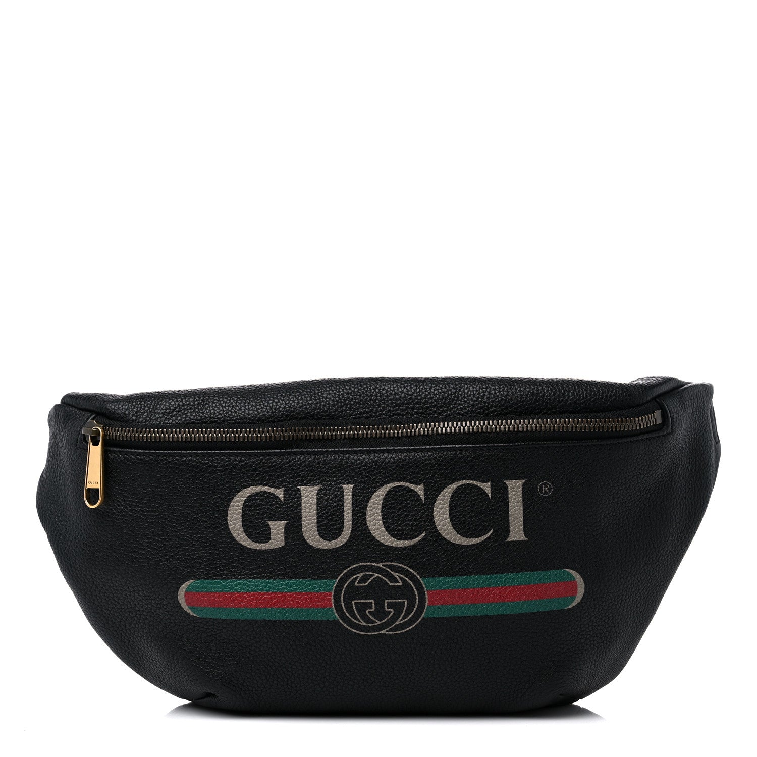 Gucci Grained Calfskin Logo Belt Bag Black 1 of 9