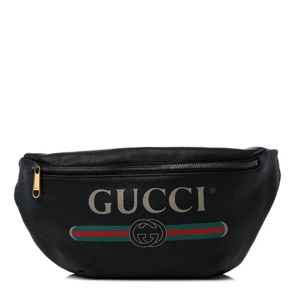 Gucci Grained Calfskin Logo Belt Bag Black 1 of 9