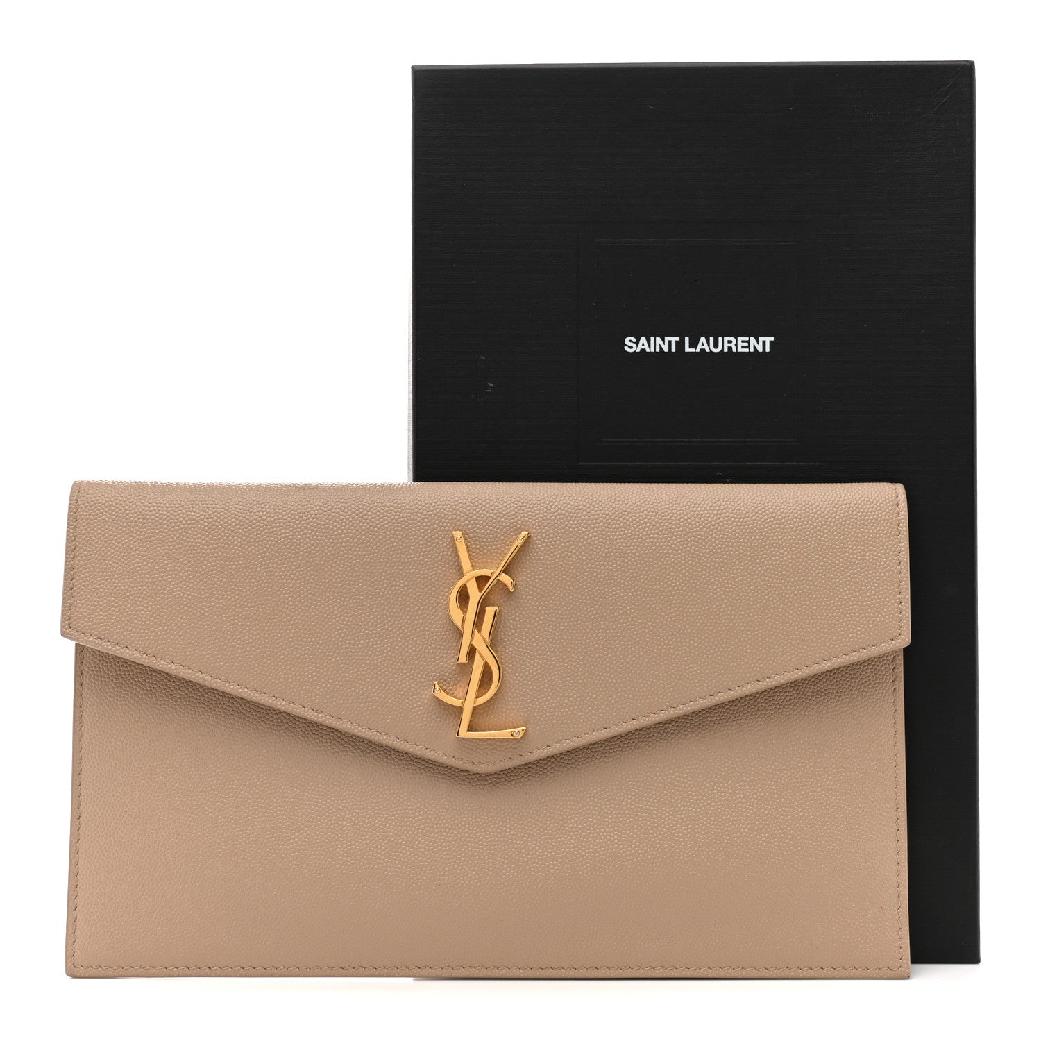 Saint Laurent Grain De Poudre Uptown Pouch Dark Beige 13 of 13