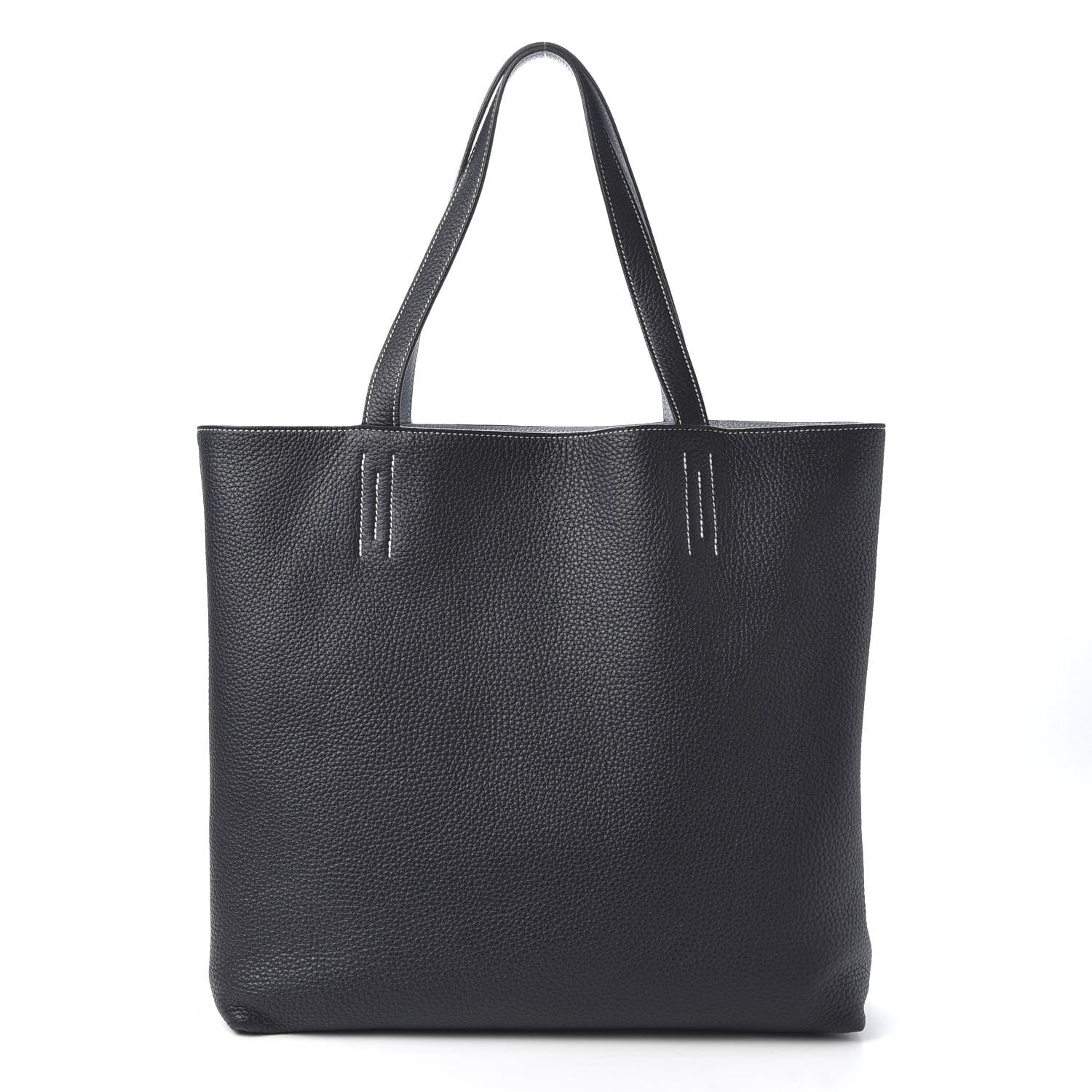 Hermes Taurillon Clemence Double Sens 36 Reversible Tote Bleu Lin Bleu Obscur 2 of 15