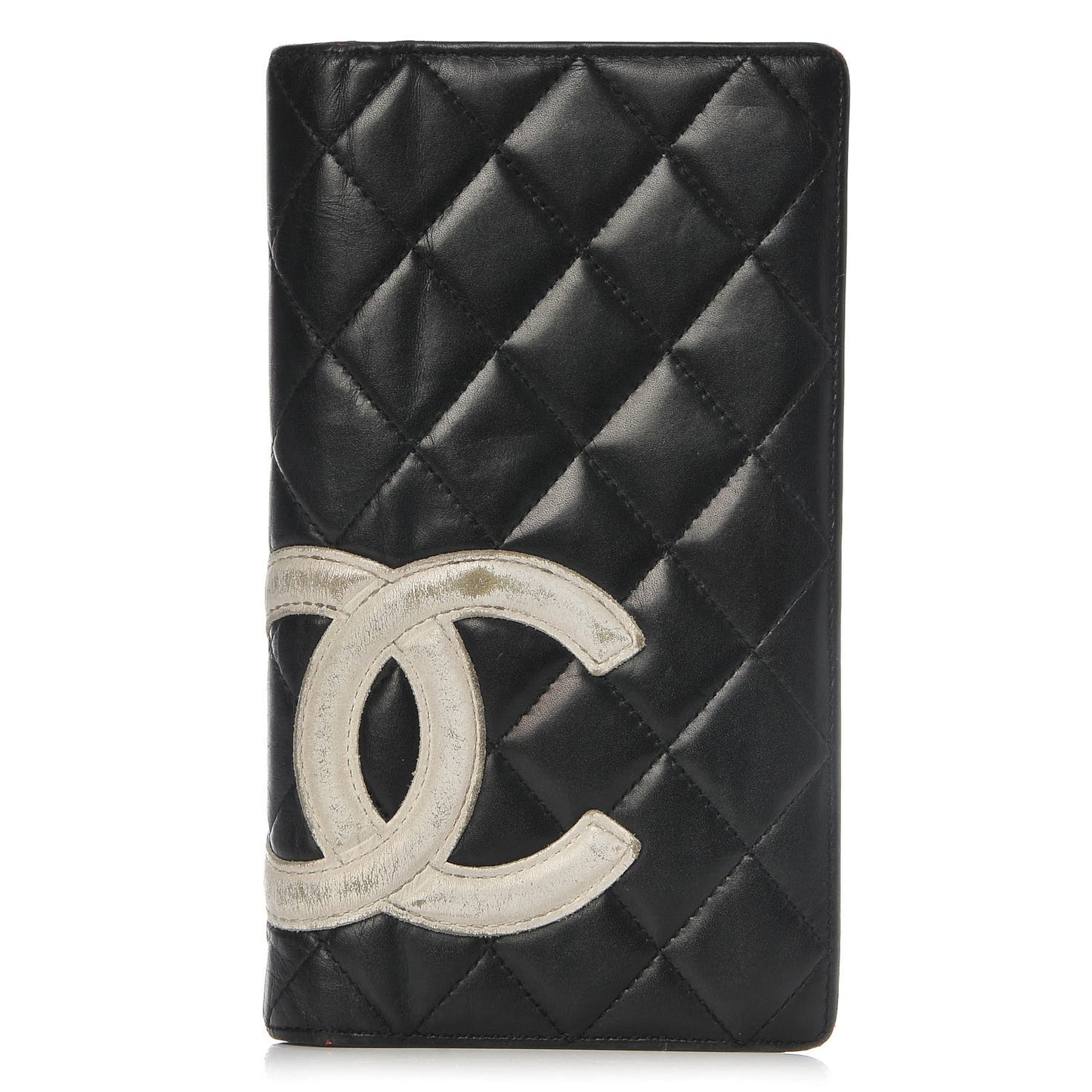 Calfskin Quilted Cambon Yen Wallet Black White
