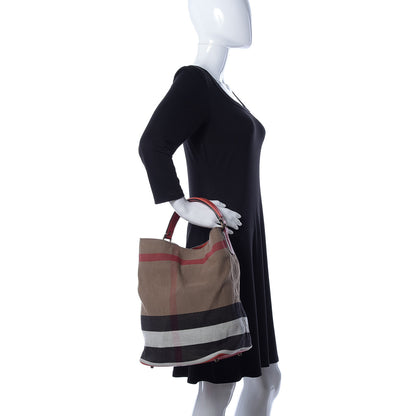 Burberry Canvas Mega Check Medium Ashby Hobo Cadmium Red 2 of 27