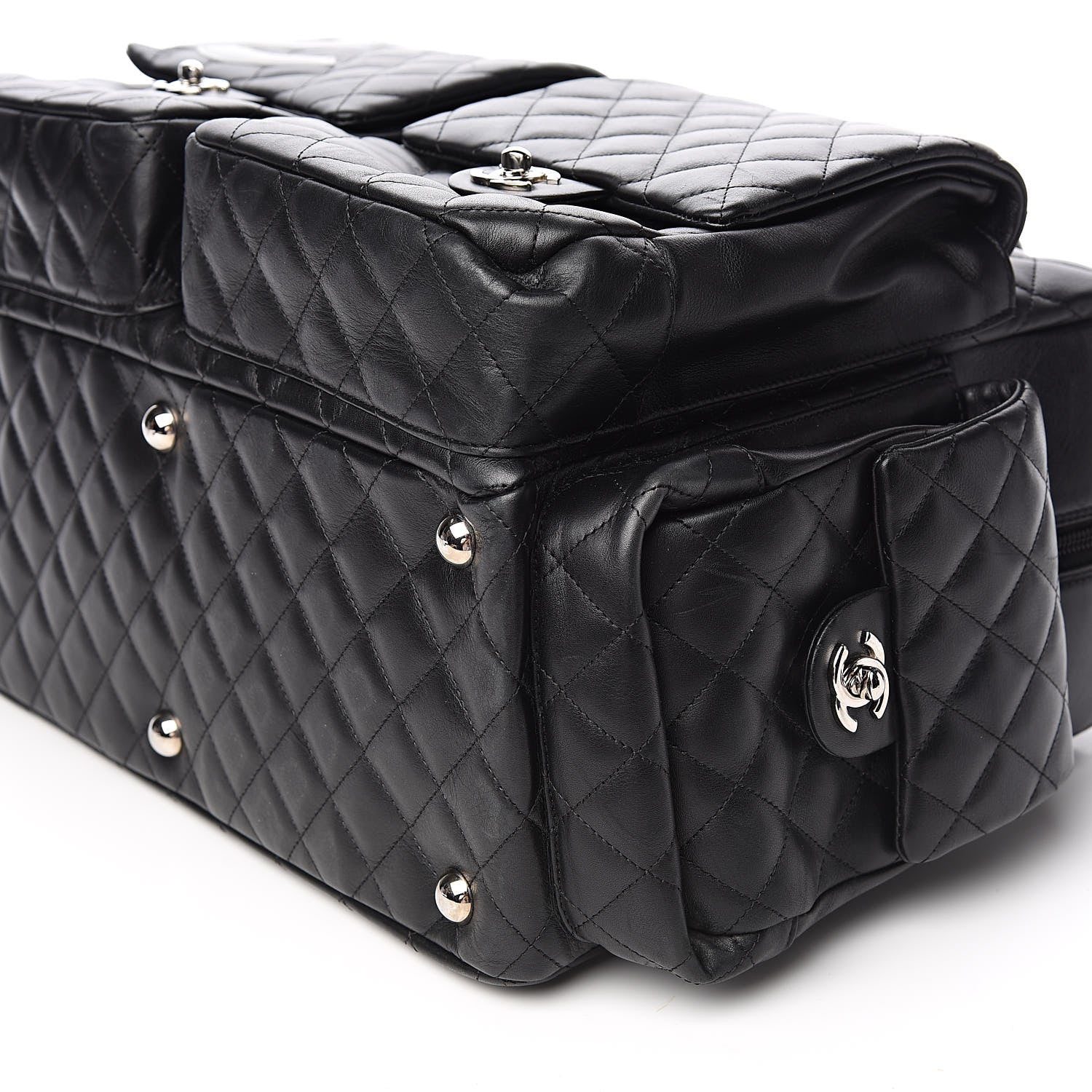 Chanel Calfskin Quilted XL Cambon Multipocket Reporter Black White 11 of 18