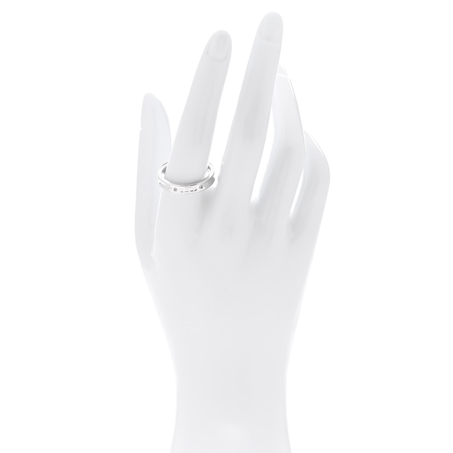 Tiffany 18K White Gold Diamond Narrow 1837 Ring 61 9.5 2 of 4