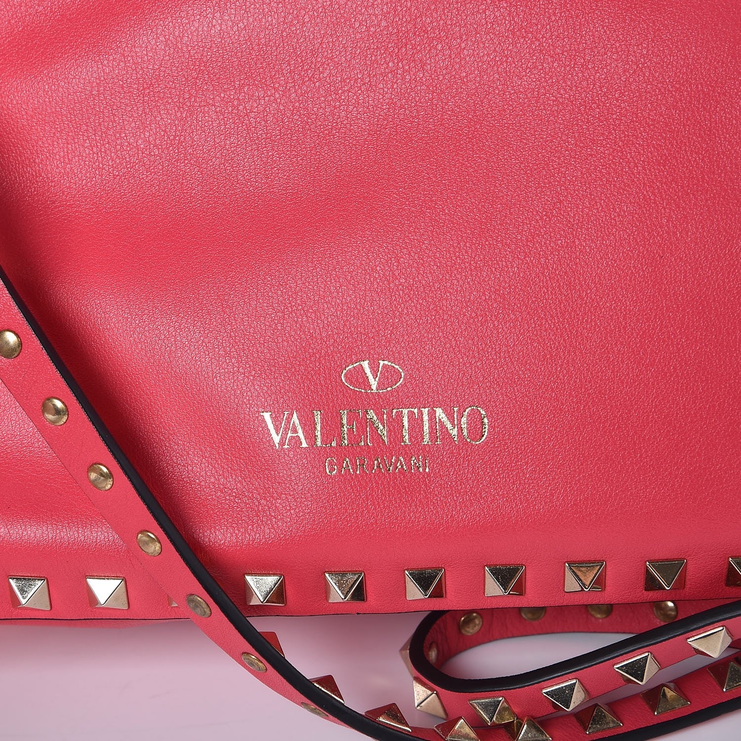 Valentino Garavani Vitello Small Rockstud Tote Raspberry 8 of 8