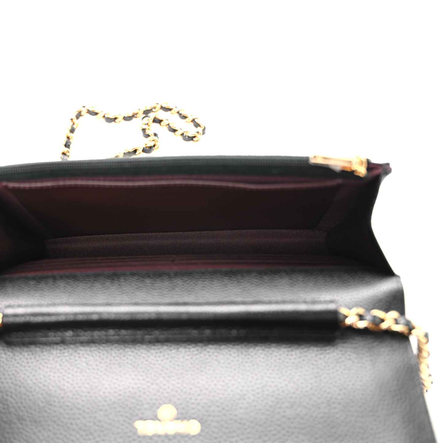 Caviar Quilted Wallet on Chain WOC Black