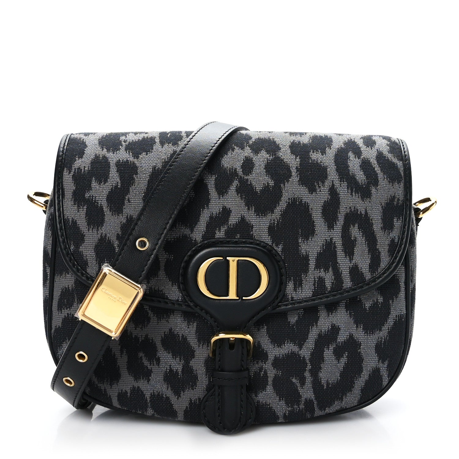 Christian Dior Canvas Mizza Embroidered Medium Bobby Flap Grey Black 1 of 8
