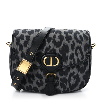 Christian Dior Canvas Mizza Embroidered Medium Bobby Flap Grey Black 1 of 8