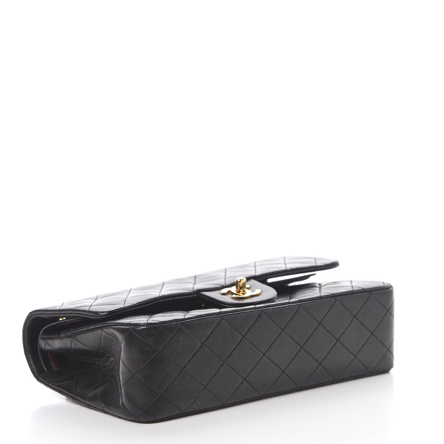 Lambskin Quilted Medium Double Flap Black