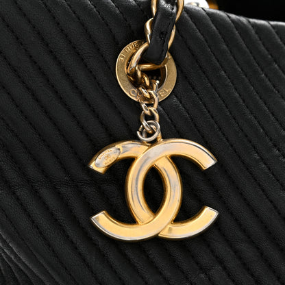 Chanel Wrinkled Lambskin Chevron Quilted Surpique Tote Black 11 of 11