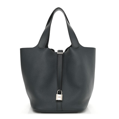 Hermes Taurillon Clemence Picotin Lock 26 GM Bleu Ocean 1 of 12
