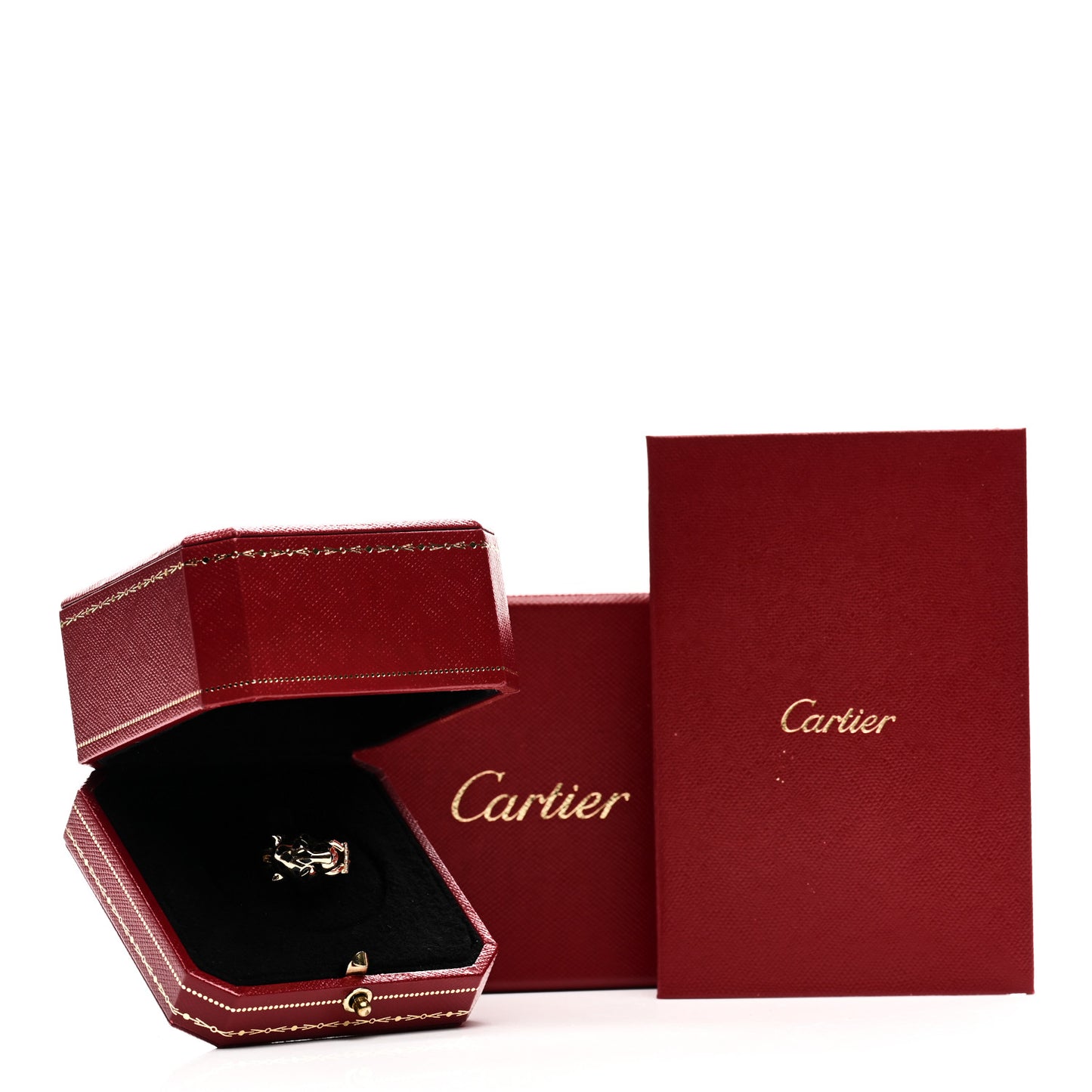 18K Yellow Gold Diamond Tsavorite Garnet Black Onyx Panthere de Cartier Ring 49 4.75