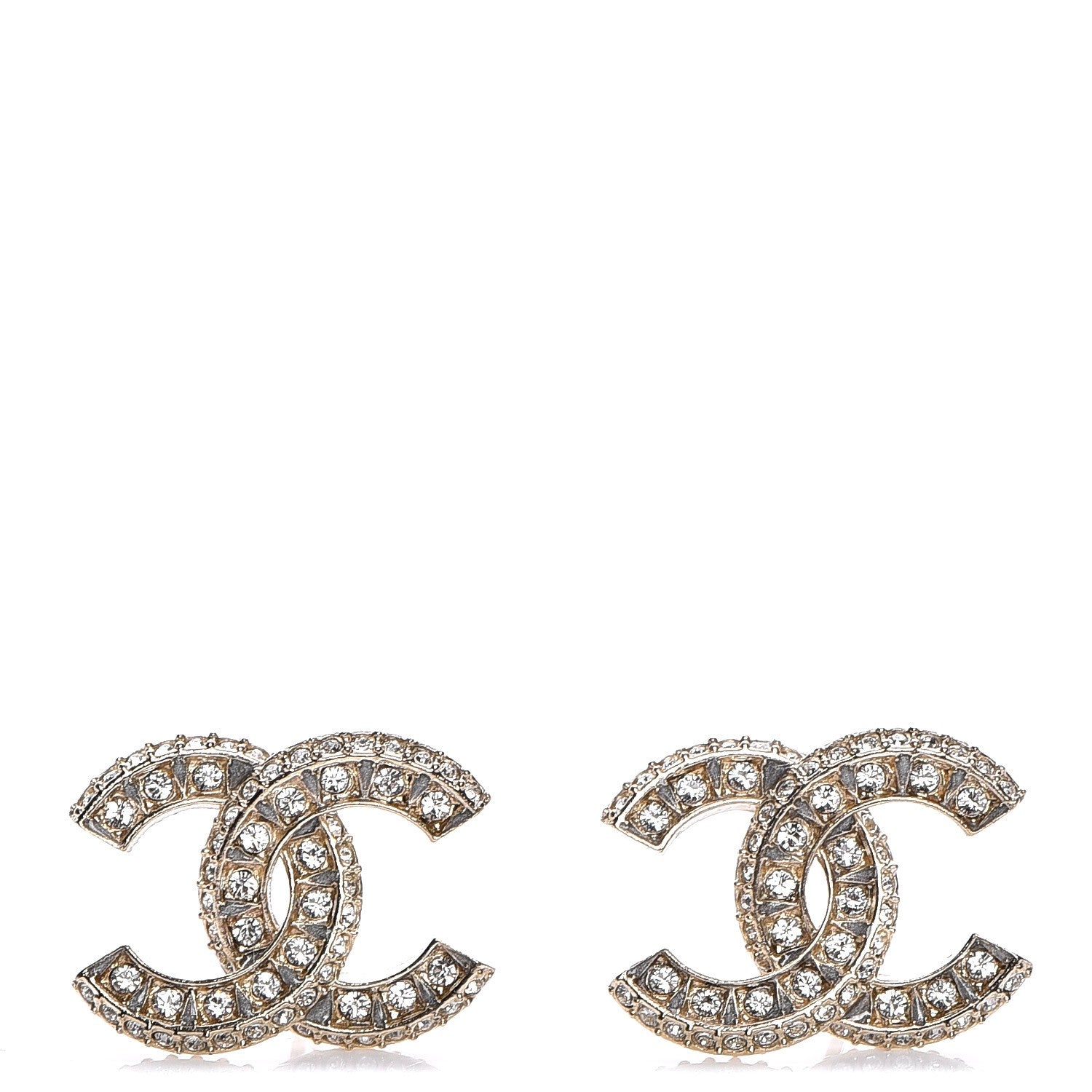 Chanel Crystal CC Earrings Gold 1 of 5