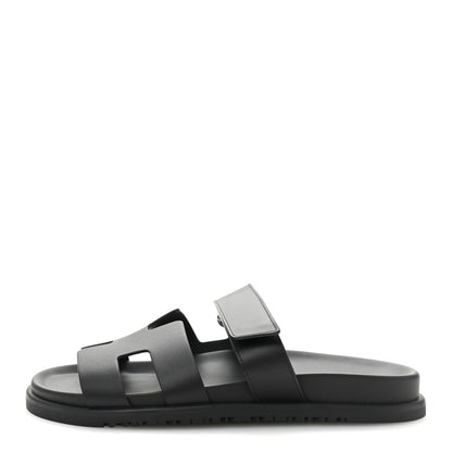 Hermes Calfskin Womens Chypre Sandals 39 Black 1 of 10
