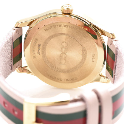 Gucci Stainless Steel Calfskin 38mm G-Timeless Stripe Web Quartz Watch Pink 5 of 6