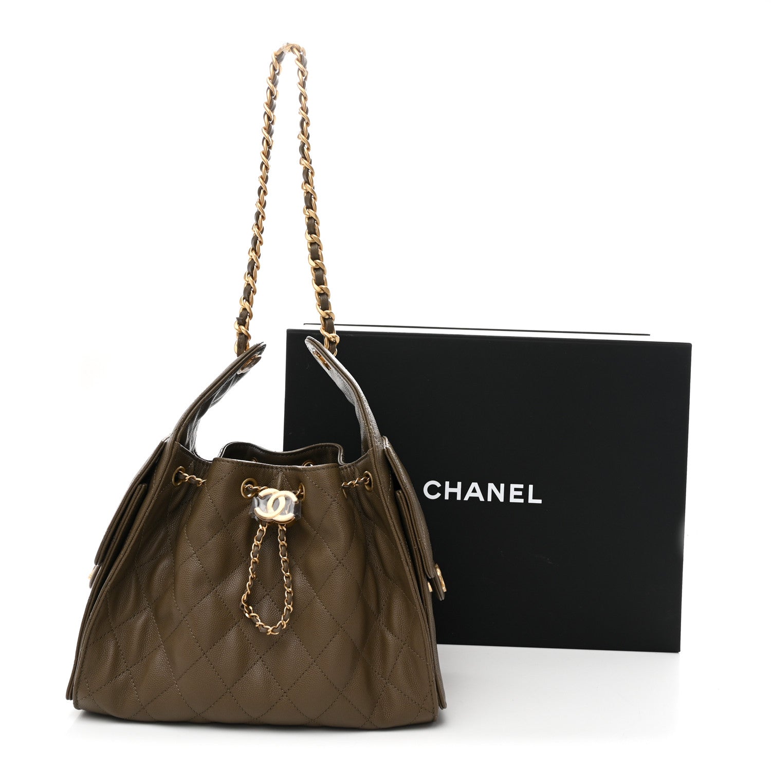 Chanel Caviar Quilted Small Chanel 25 Handbag Dark Khaki 11 of 11