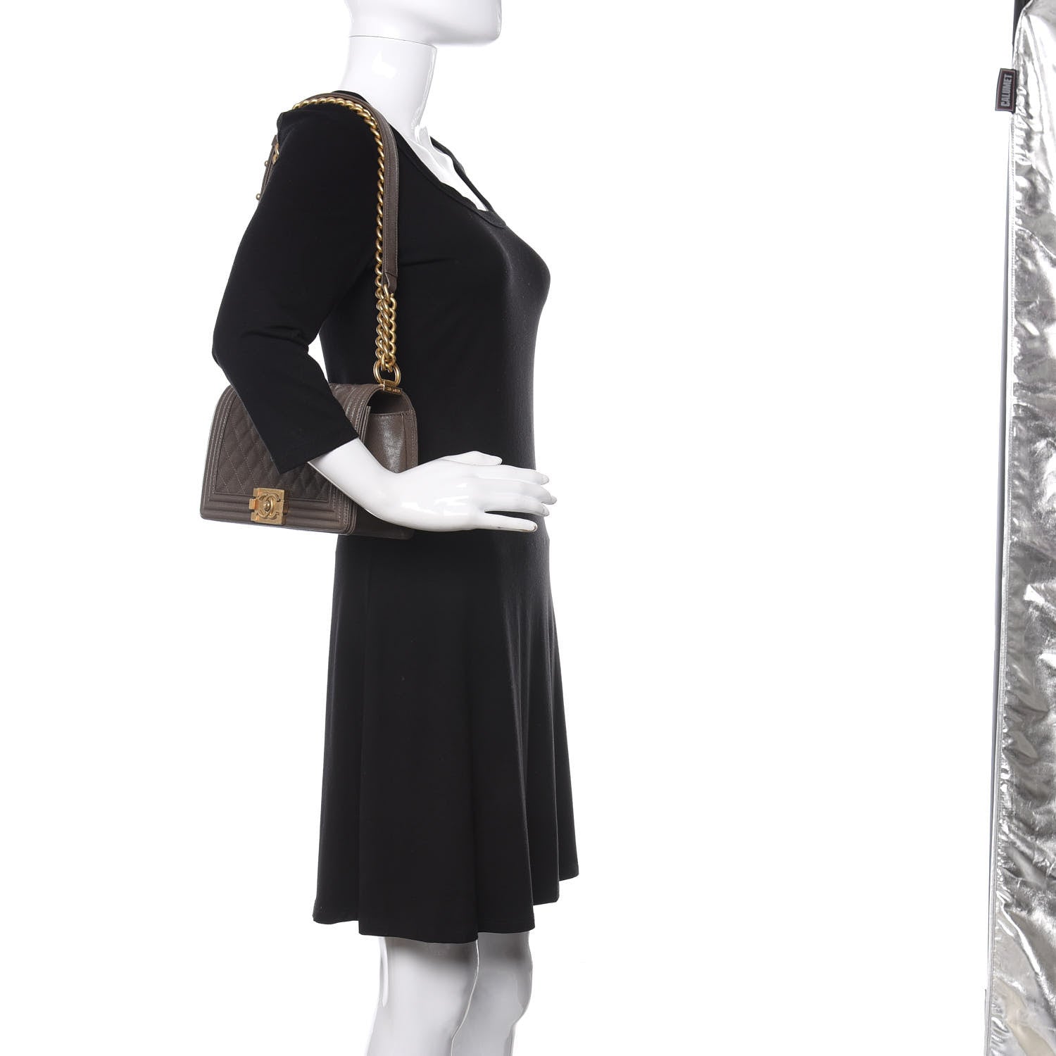 Chanel Caviar Quilted Medium Boy Flap Khaki 2 of 11