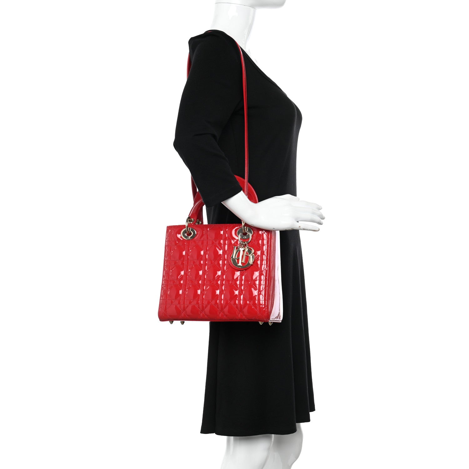Christian Dior Patent Cannage Medium Lady Dior Red 2 of 9