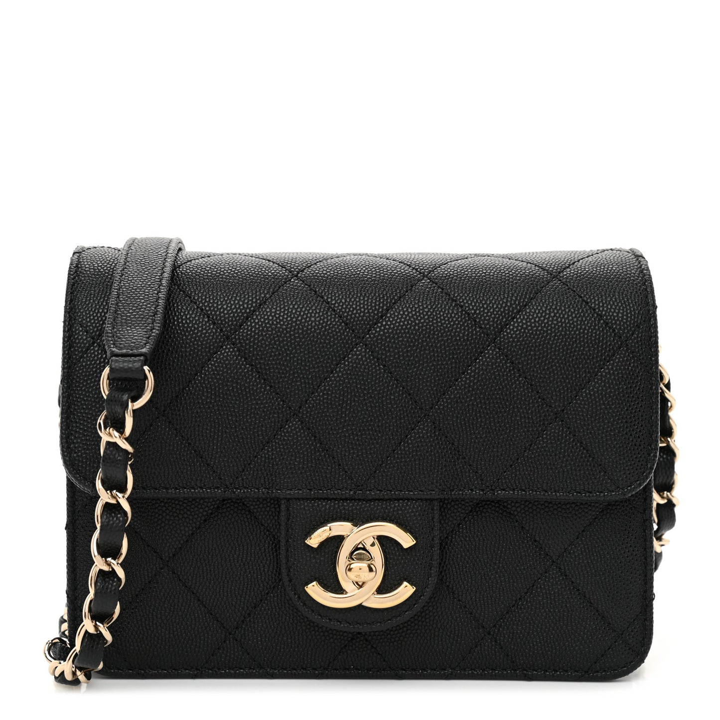 Caviar Quilted Like A Wallet Flap Black