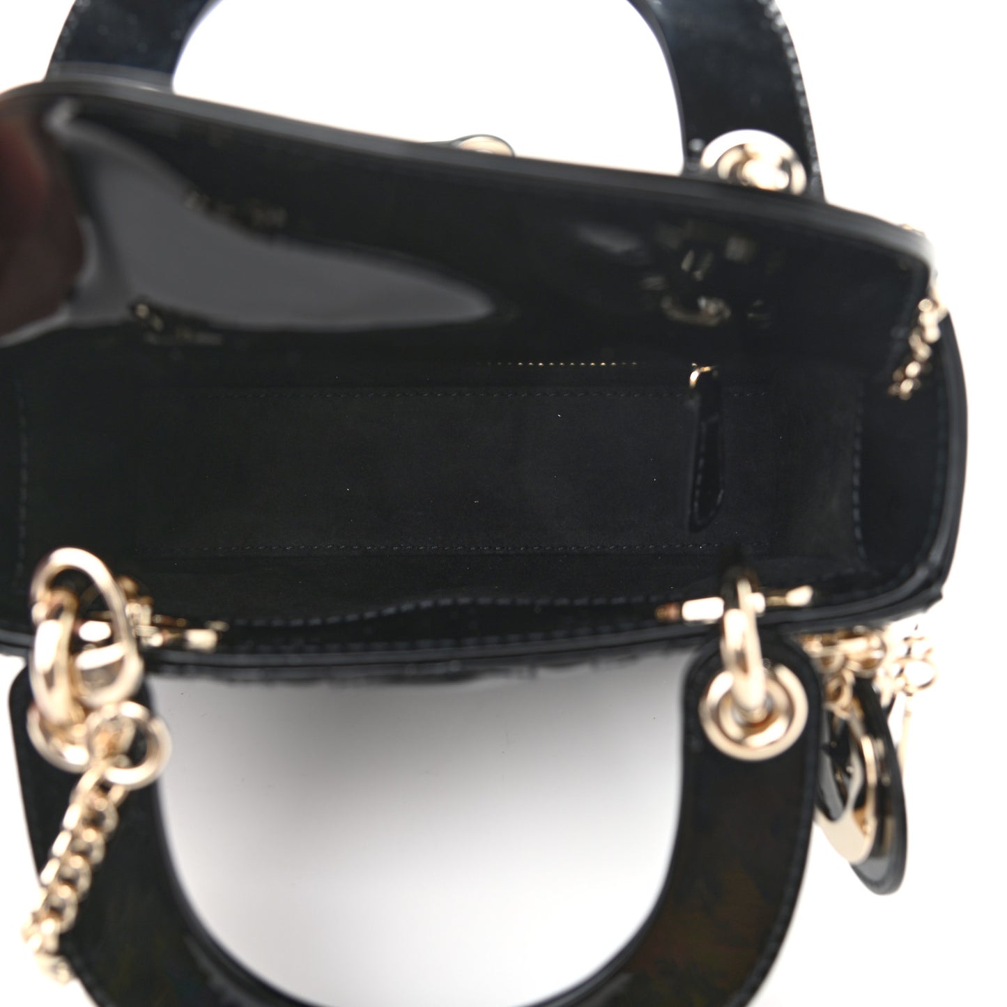 Patent Cannage Mini Lady Dior Black