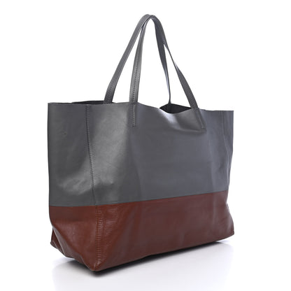 Celine Lambskin Horizontal Bi-Color Cabas Grey Cognac 2 of 14