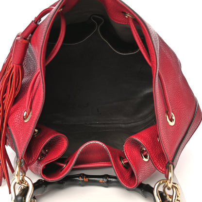 Gucci Pebbled Calfskin Miss Bamboo Bucket Bag Burgundy 4 of 4
