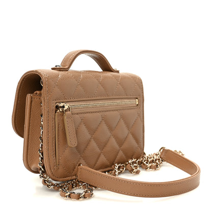 Chanel Caviar Quilted Business Affinity Clutch With Chain Flap Camel 3 of 11