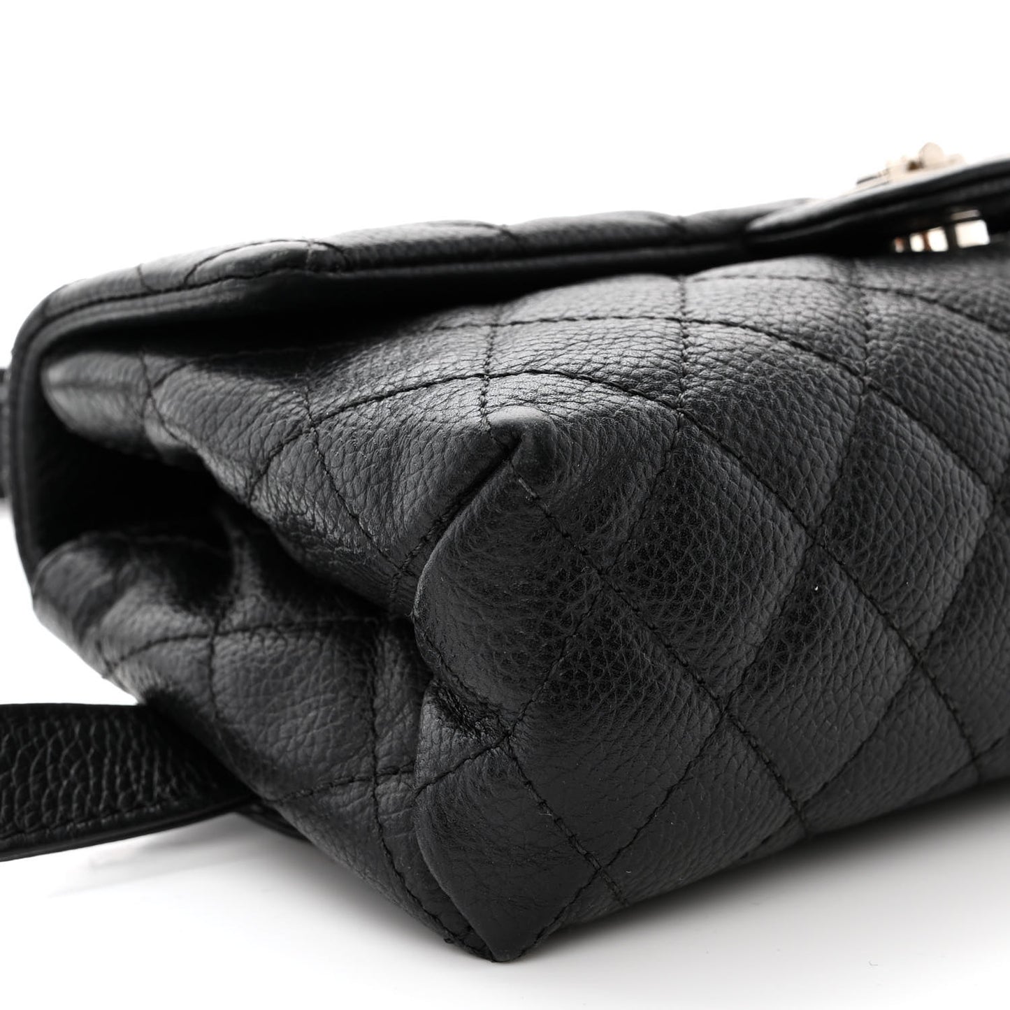 Grained Calfskin Quilted 2.55 Reissue Flap Belt Bag Clutch Black