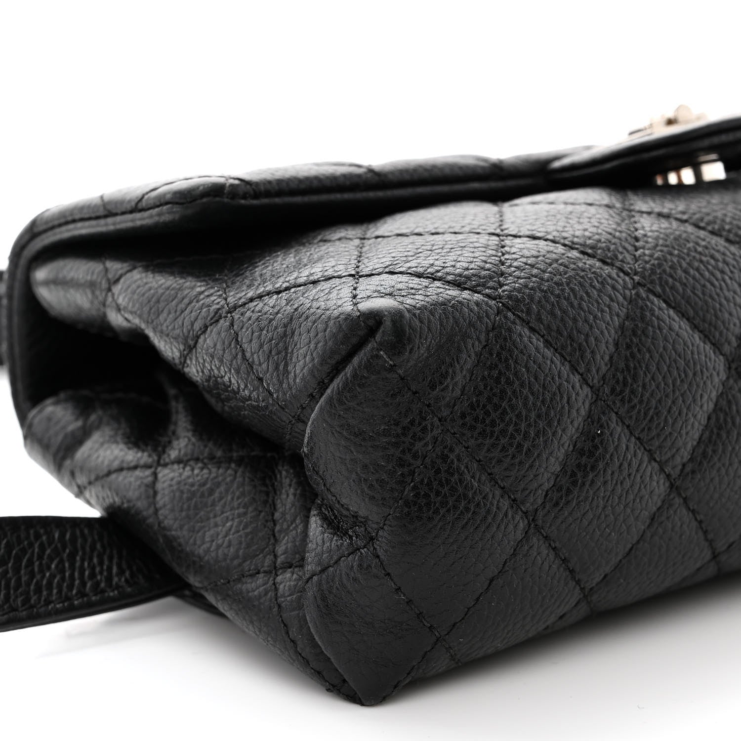 Chanel Grained Calfskin Quilted 2.55 Reissue Flap Belt Bag Clutch Black 10 of 12