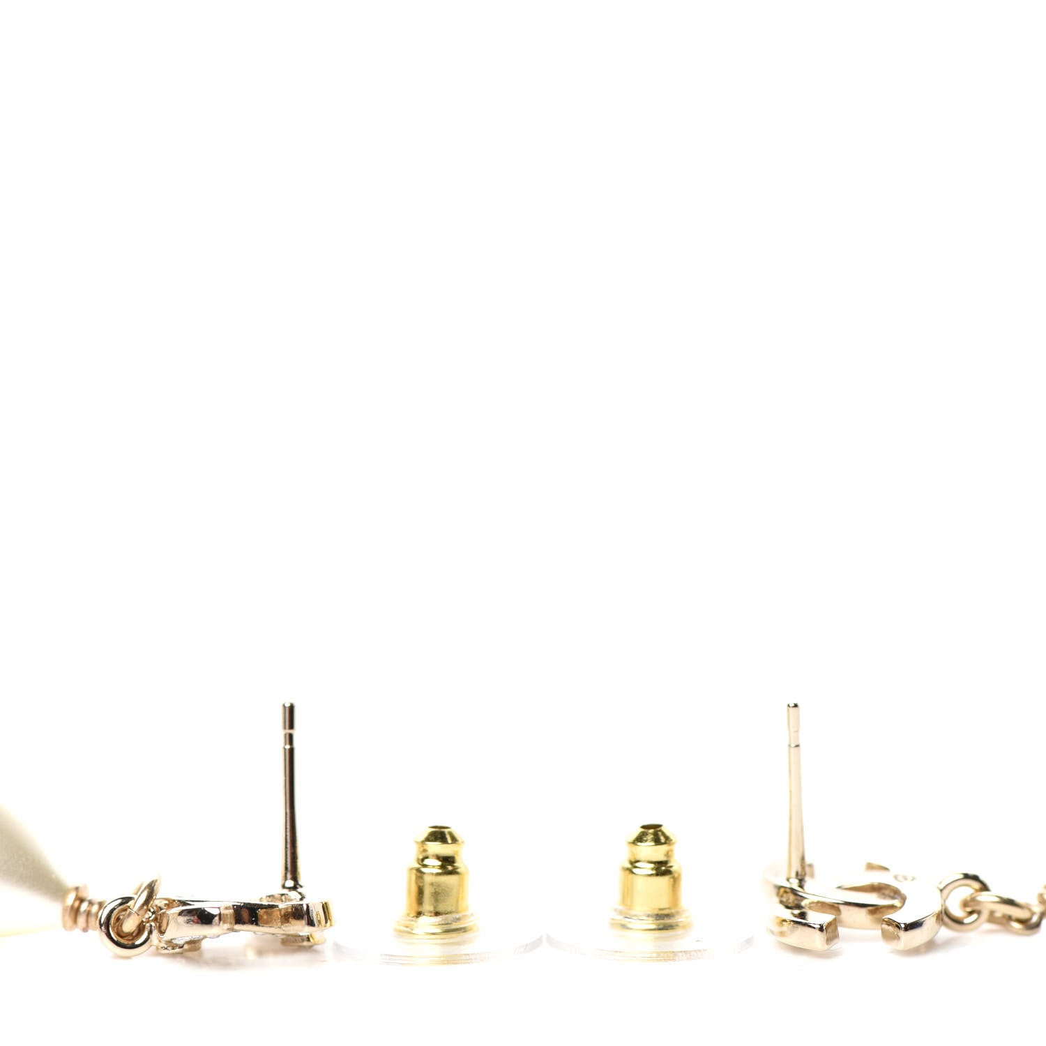 Chanel Crystal Pearl CC Fantasy Drop Earrings Gold Black 3 of 4
