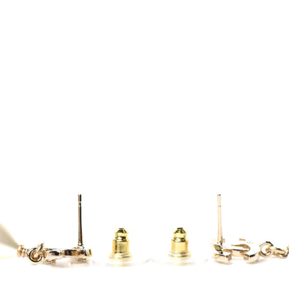Chanel Crystal Pearl CC Fantasy Drop Earrings Gold Black 3 of 4