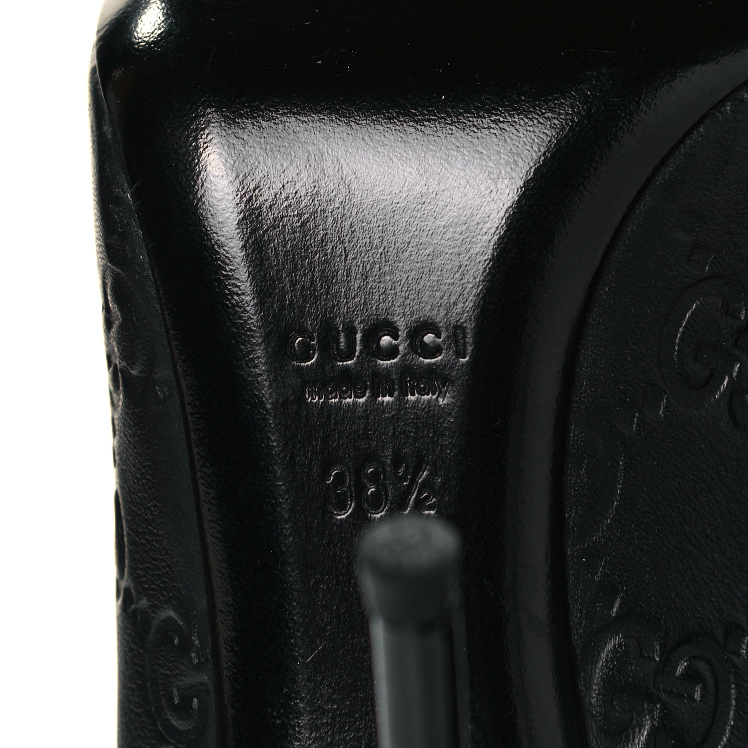 Gucci Guccissima GG Peep Toe Heels 38.5 Black 6 of 8