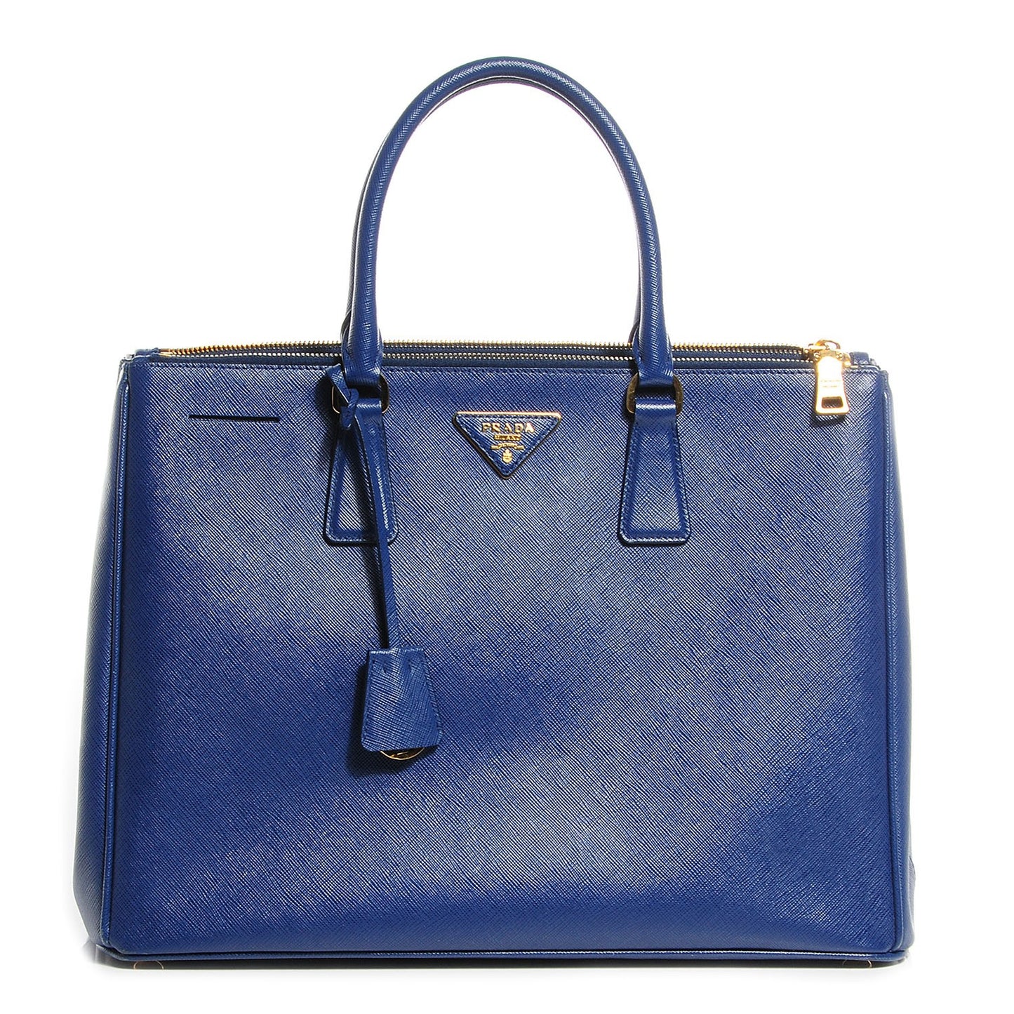 Saffiano Lux Large Double Zip Tote Bluette