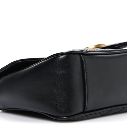 Gucci Calfskin Matelasse Small GG Marmont Shoulder Bag Black 9 of 11