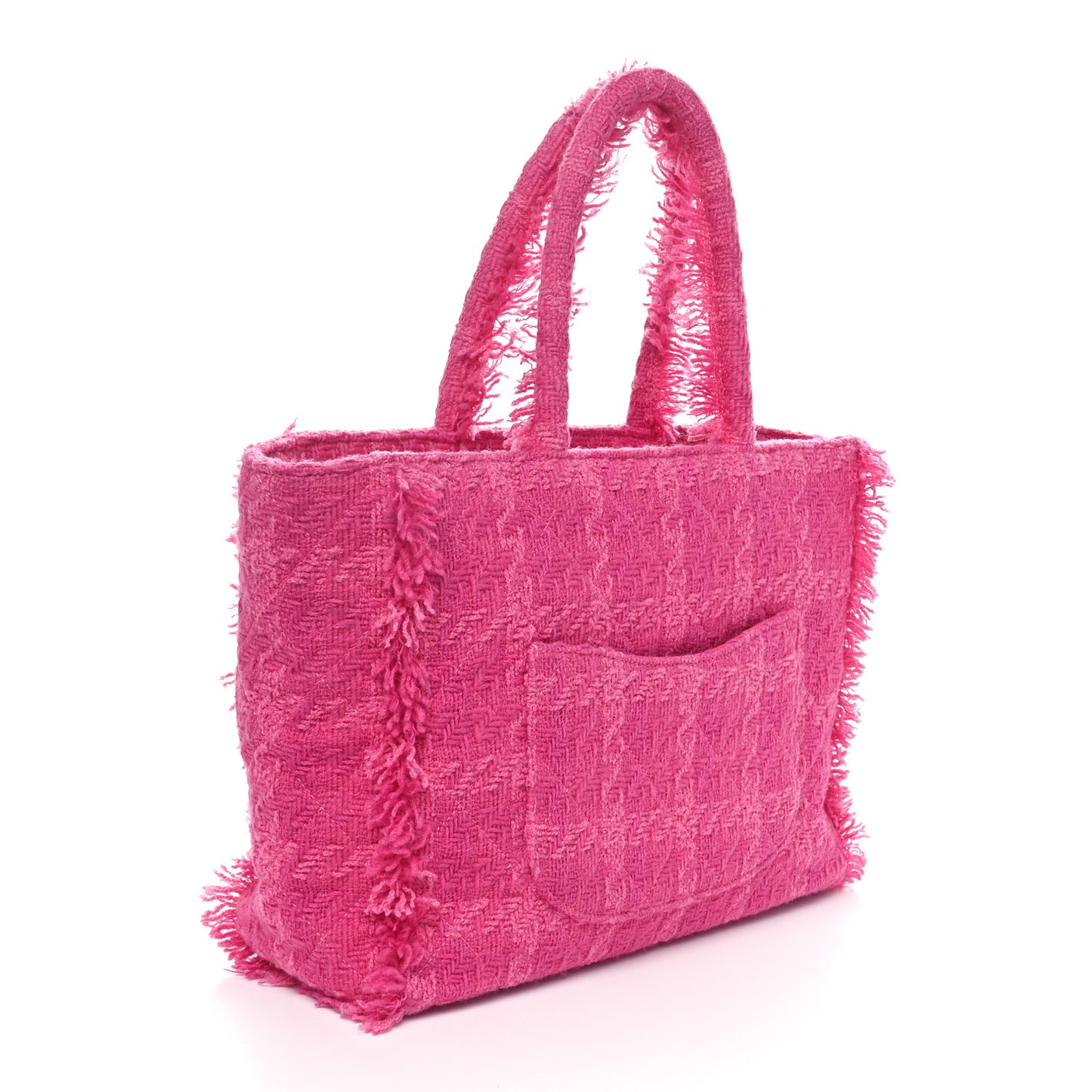 Wool Tweed Medium Zipped Shopping Tote Pink