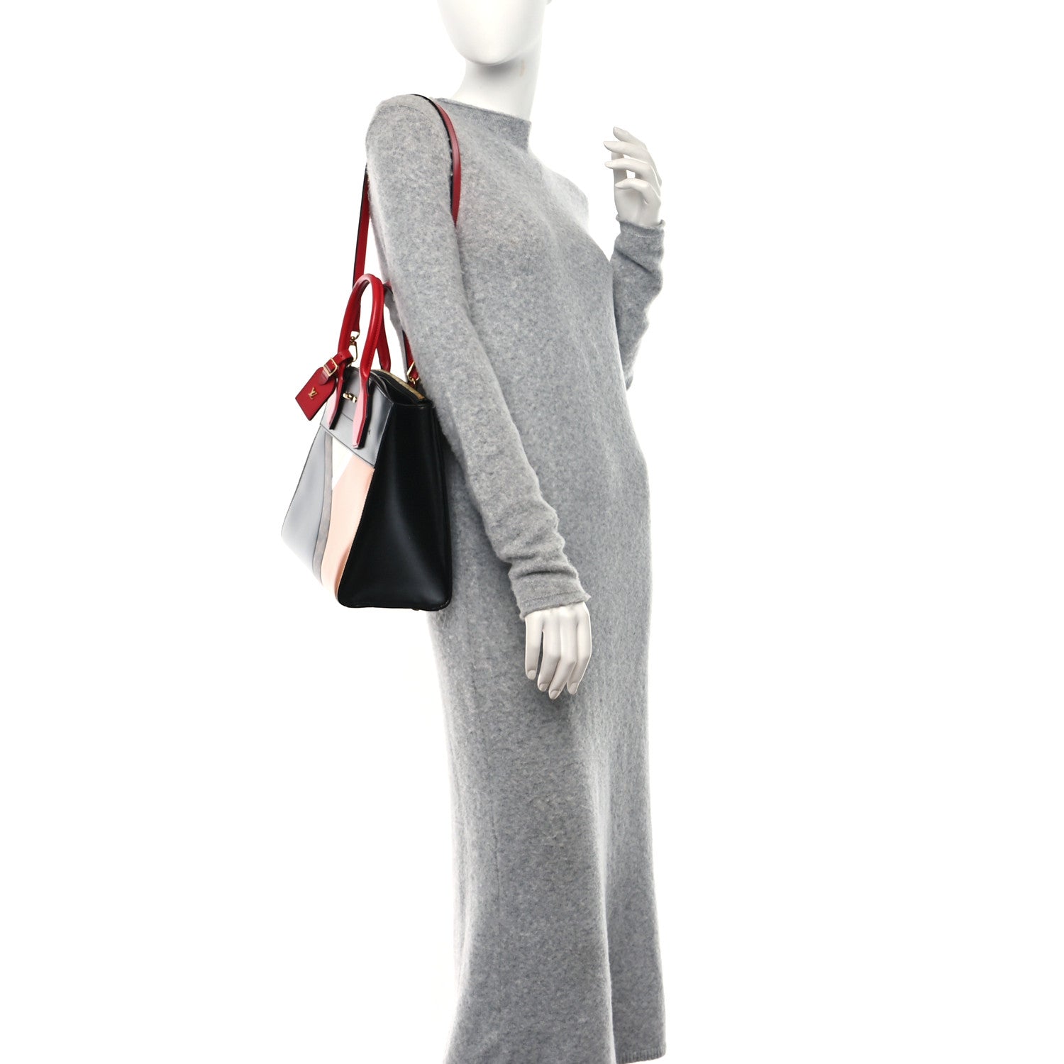 Louis Vuitton Calfskin Monogram Tape City Steamer MM Rouge Navy 2 of 8