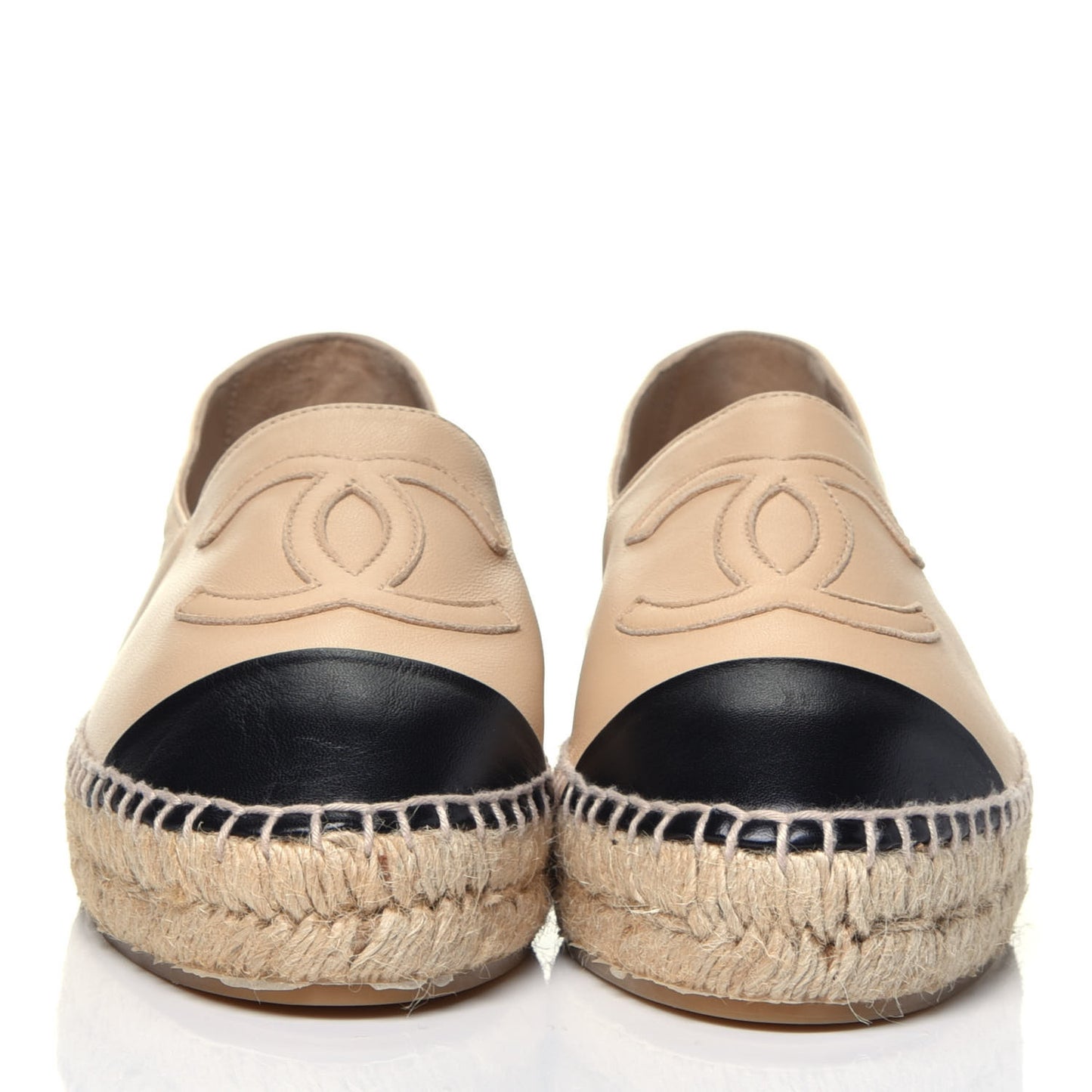 Lambskin CC Espadrilles 37 Beige Black