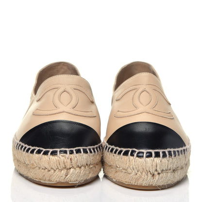 Chanel Lambskin CC Espadrilles 37 Beige Black 2 of 9