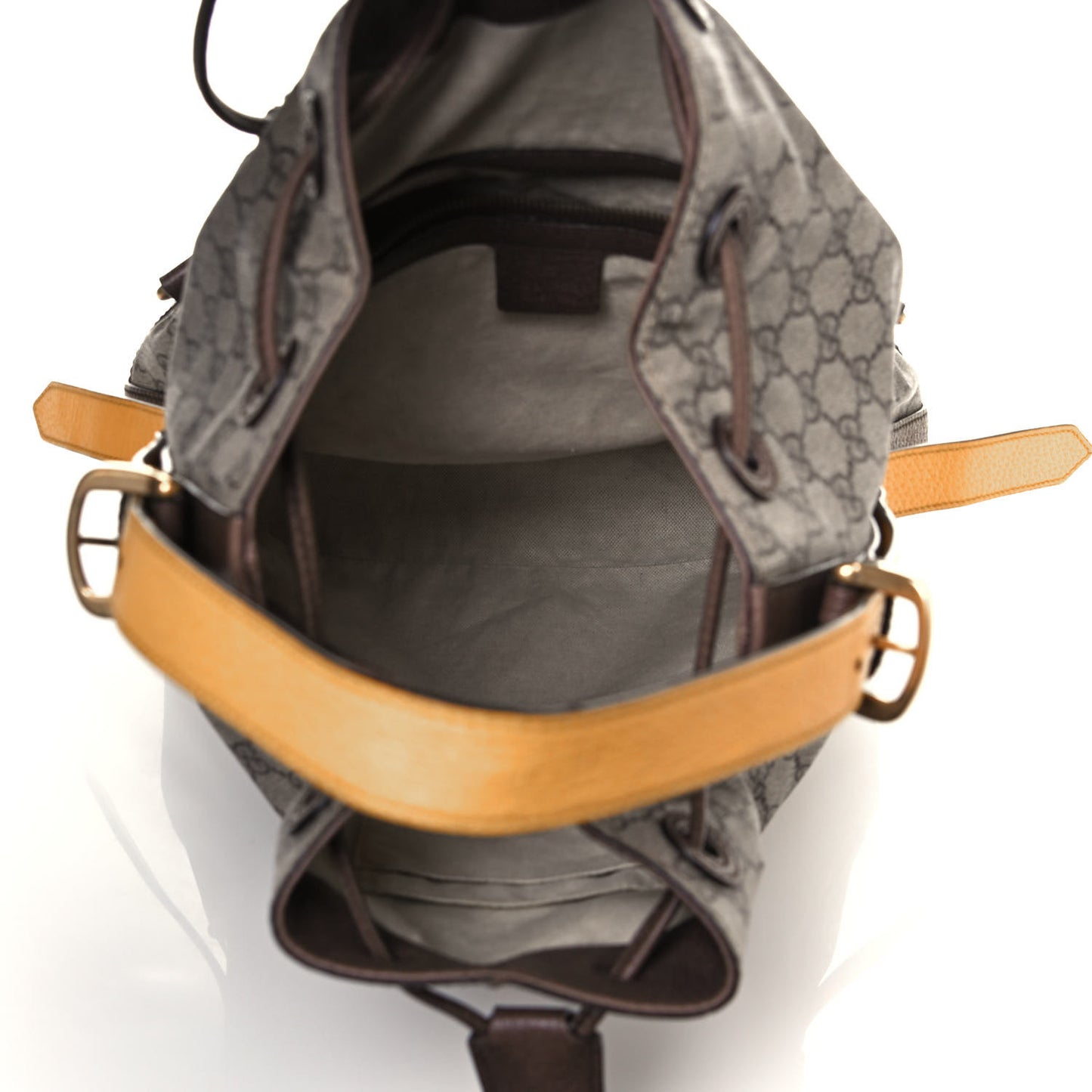 GG Supreme Monogram Neo Vintage Drawstring Bucket Backpack Beige New Acero Crop