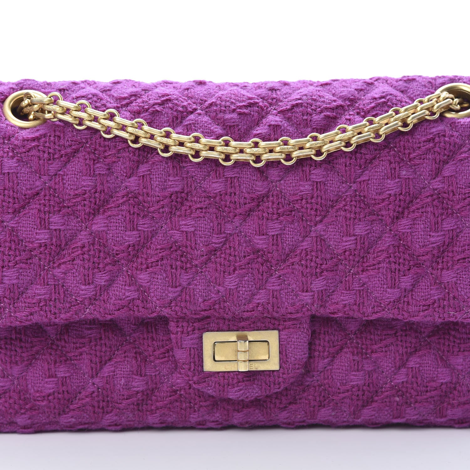 Chanel Tweed Quilted 2.55 Reissue 225 Flap Magenta 7 of 9
