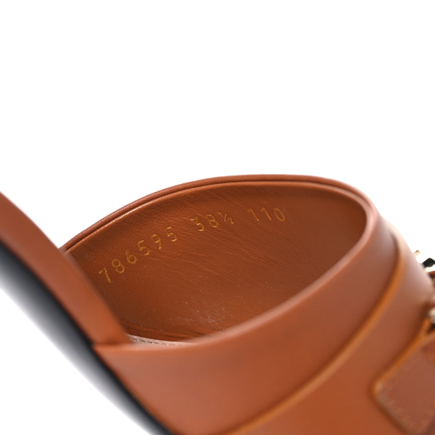 Calfskin Signoria 75mm Slide Sandals 38.5 Brown