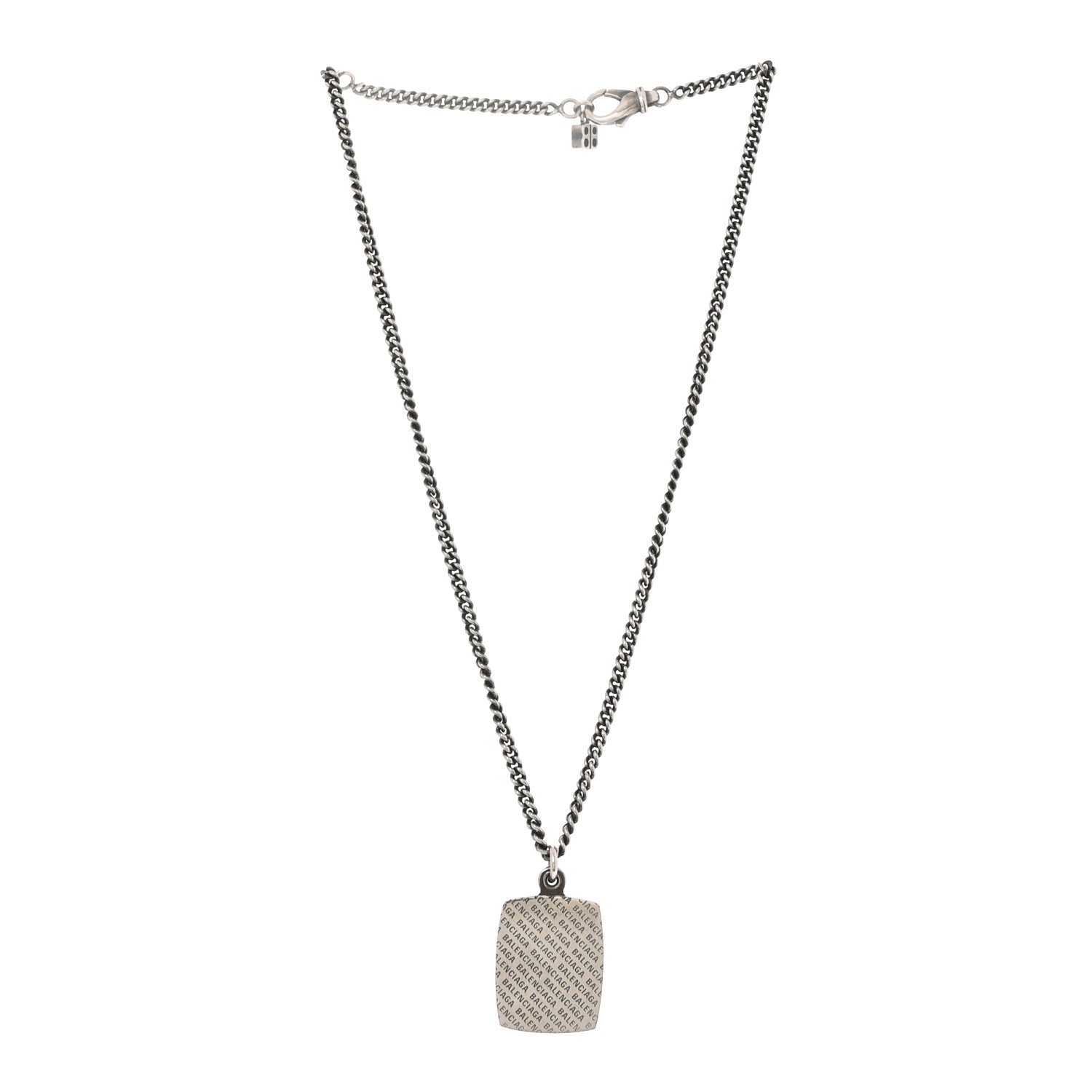 Balenciaga Stainless Steel Logo Locket Chain Necklace 3 of 4