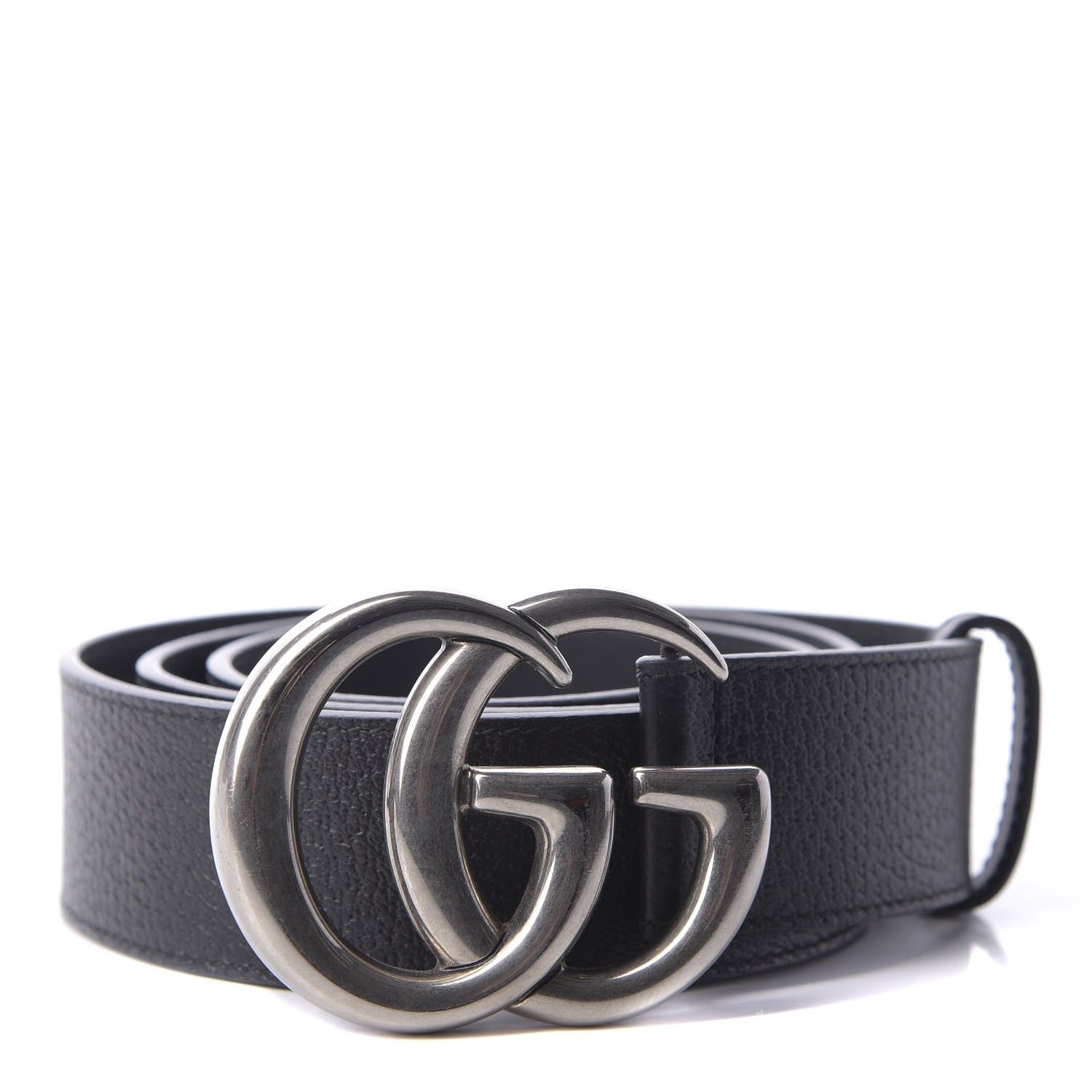 Gucci Textured Dollar Calfskin Nickel Double G 40mm Belt 95 38 Black 1 of 3
