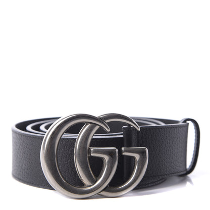 Gucci Textured Dollar Calfskin Nickel Double G 40mm Belt 95 38 Black 1 of 3