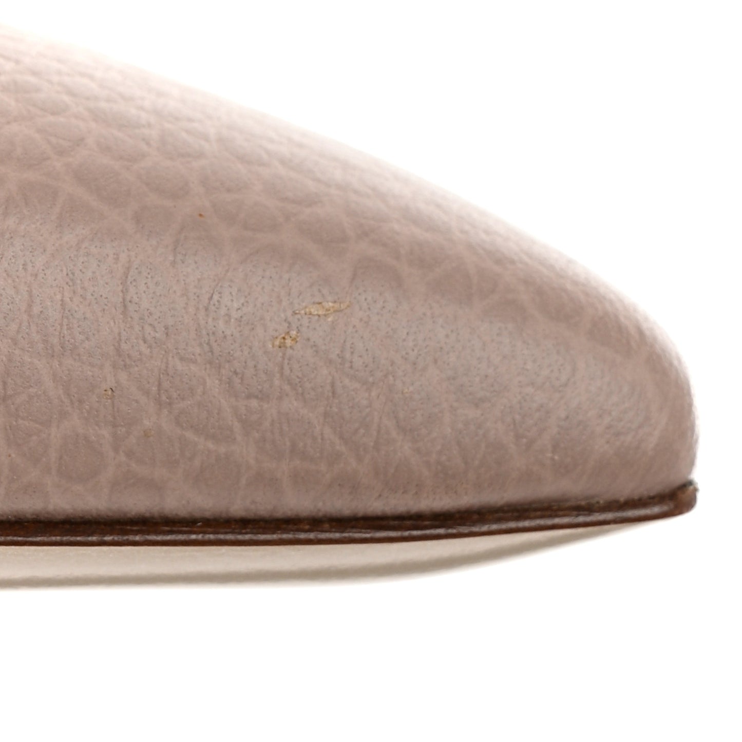 Pebbled Calfskin Rockstud Ballerina Flats 37.5 Poudre