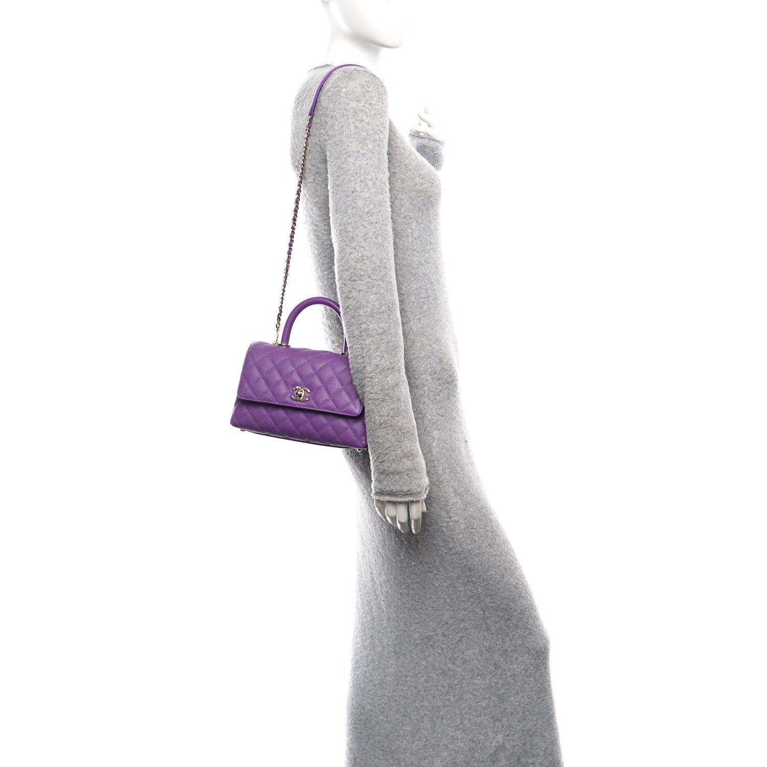 Chanel Caviar Quilted Mini Coco Handle Flap Purple 2 of 14